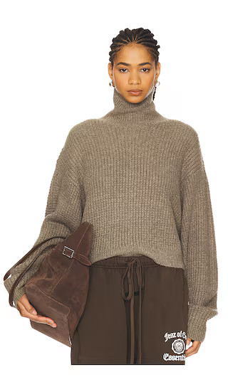Cropped Turtleneck Sweater in Heather Gray | Revolve Clothing (Global)