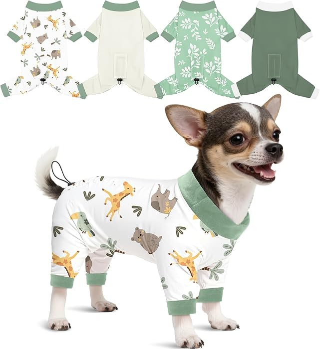 Glittme 4 Pack Dog Pajamas for Small Dogs Girl Boy, Soft Stretchy Puppy Onesies Jumpsuit, Breatha... | Amazon (US)