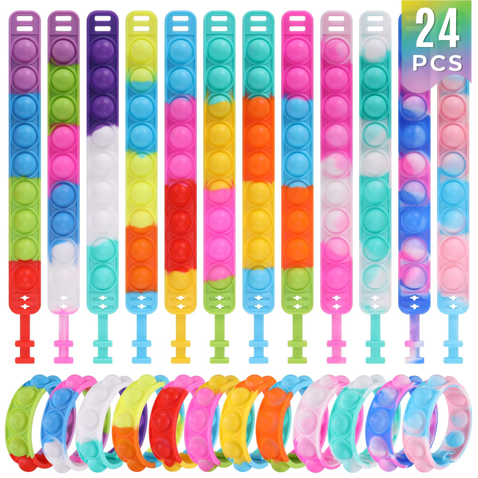 Kids Party Favors Pop Fidget Toys Bulk Its 24 Packs Fidget Bracelet It Birthday Party Favors for ... | Amazon (US)