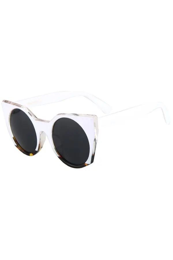 Fashion Round Lenses White Match Cat Eye Sunglasses For Women | Rosegal US