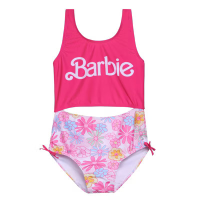 Barbie Little Girls UPF 50+ One Piece Bathing Suit Hot Pink 7-8 | Target