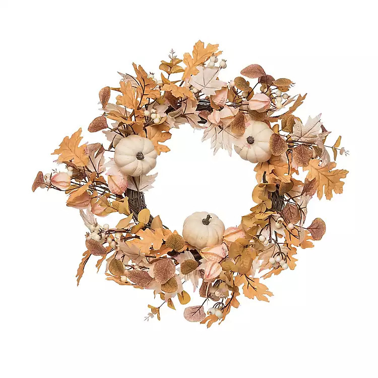 New! Harvest Pumpkin and Leaf Wreath | Kirkland's Home