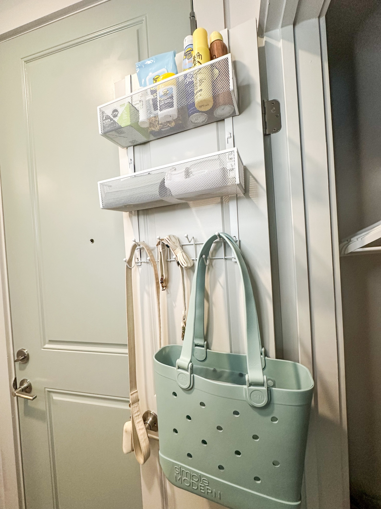 As a professional organizer, I always tell people that the backs of doors are the most overlooked storage spaces! This inexpensive over the door organizer keeps the things I need for summer handy inside my coat closet.


#homeorganization 

#LTKFindsUnder50 #LTKFamily #LTKHome