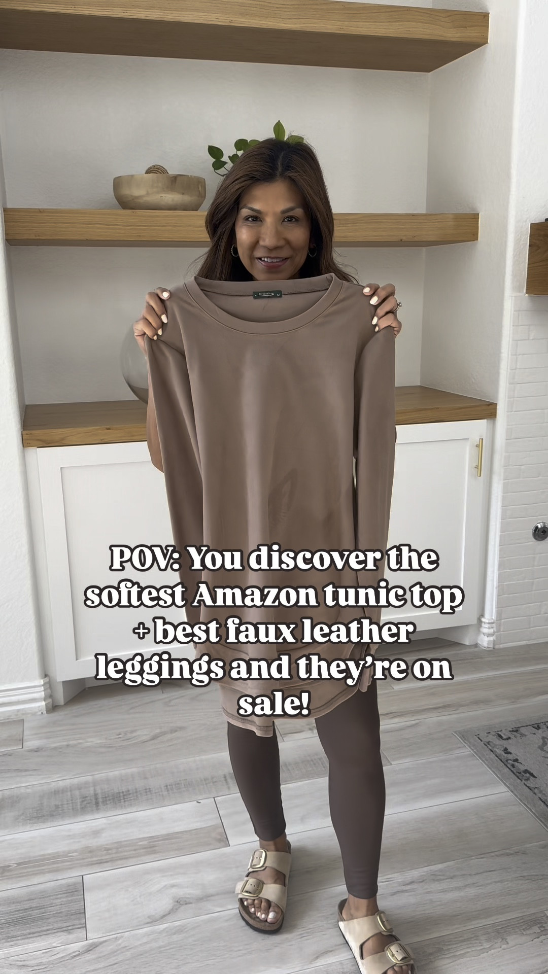 This tunic tee is so soft. I sized up to medium for a looser look. Color here is A-Coffee. 
My fav faux leather leggings in size small, tts.
Sneakers fit tts;
Platform clogs fit tts(I have both the original Ugg in color Chestnut(seen here) and Amazon look for less fit tts.
Puffer bag is linked.
White tank top underneath in size 6(size up).
Amazon finds, fall  outfit, outfit inspo, casual outfit, fashion over 50, midlife fashion, petite fashion, vacation outfits, affordable fashion, fashion over 40, fall fashion, winter outfit, winter fashion, casual outfit, mom style, everyday style.

#LTKSaleAlert #LTKStyleTip #LTKOver40