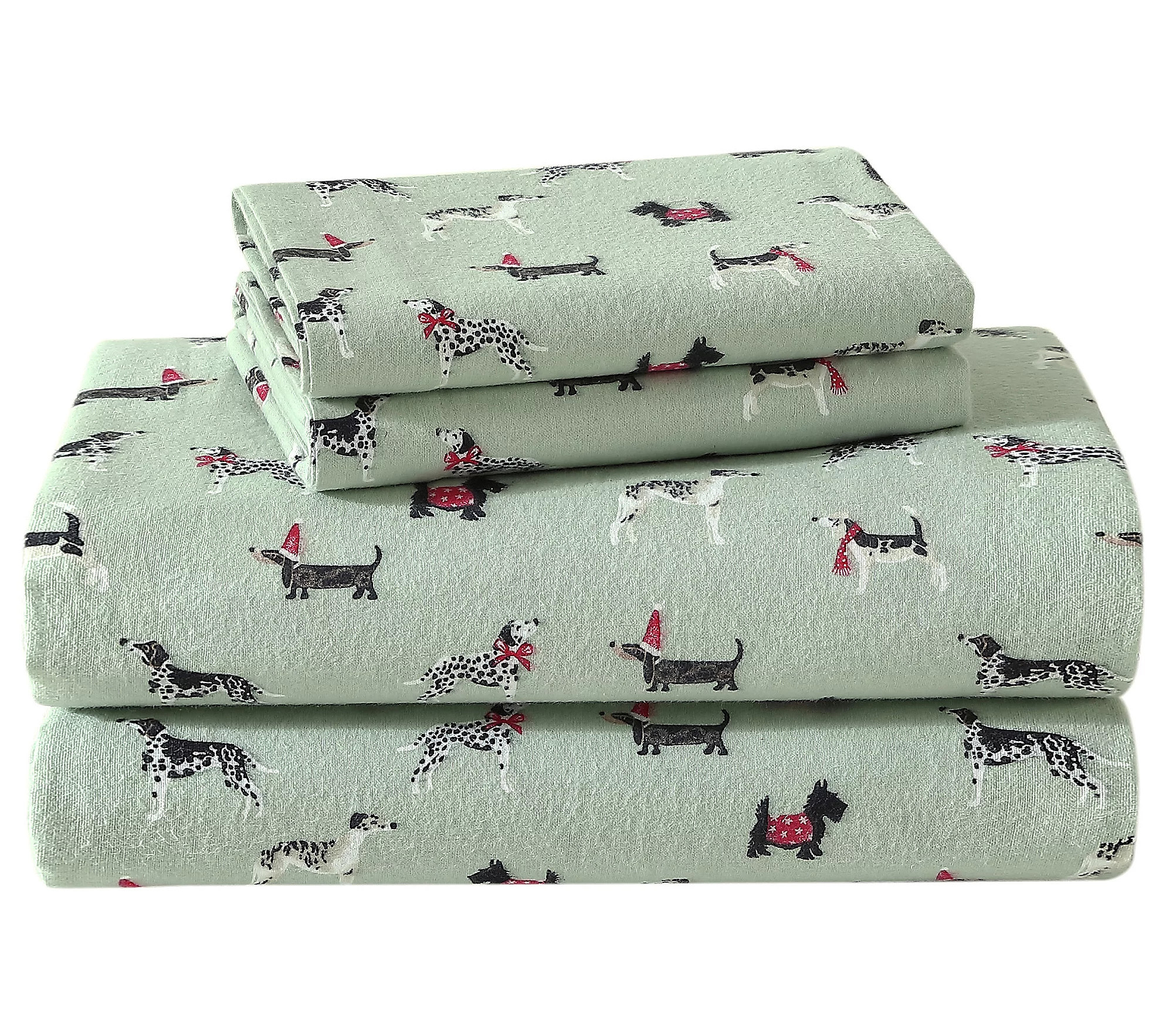 Laura Ashley Holiday Pups Queen Flannel Sheet S et | QVC