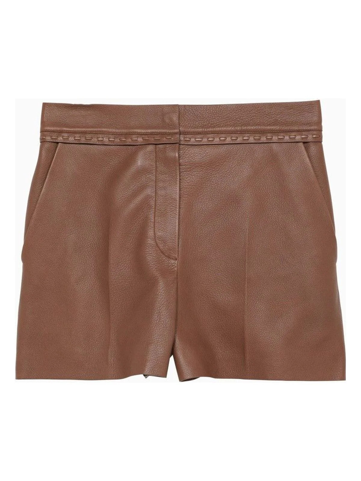 Fendi Women's Leather Shorts in Brown | Size 38 | FPP813ARTZ | LOZURI