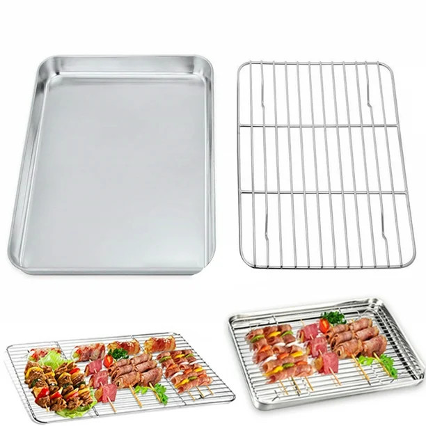 Bueautybox Baking Sheet and Cooking Rack Set, Stainless Steel Cookie Half Sheet Pan with Grill Ra... | Walmart (US)