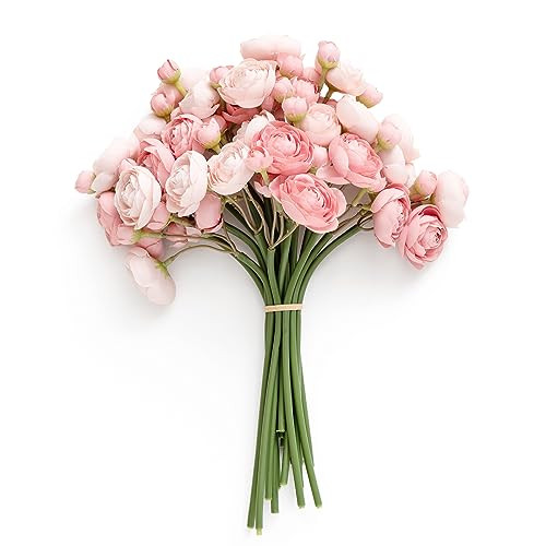 Ling's moment Ranunculus Artificial Flower, Faux Silk Mini Ranunculus Flowers for DIY Bouquet, Bulk Fake Wedding Filler Flowers for Centerpieces Arrangements Bridal Shower Decorations, Dusty Rose | Amazon (US)