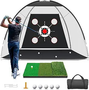 Golf Net with Practice Mat,Golf Hitting Aid Nets 10x7FT for Backyard Driving Chipping Training Sw... | Amazon (US)
