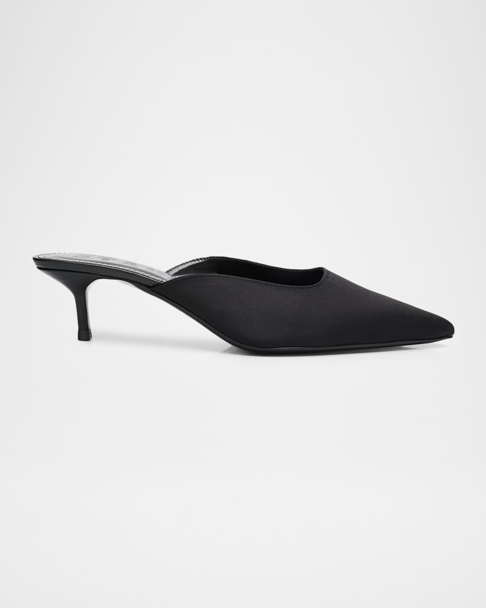 Sebastian Satin Kitten-Heel Mules | Neiman Marcus