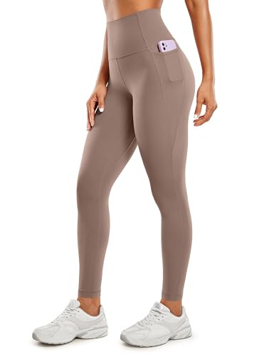 CRZ YOGA Womens Butterluxe Workout Leggings 28 Inches - High Waisted Gym Yoga Pants with Pockets Running Buttery Soft Brown Purple X-Small | Amazon (US)