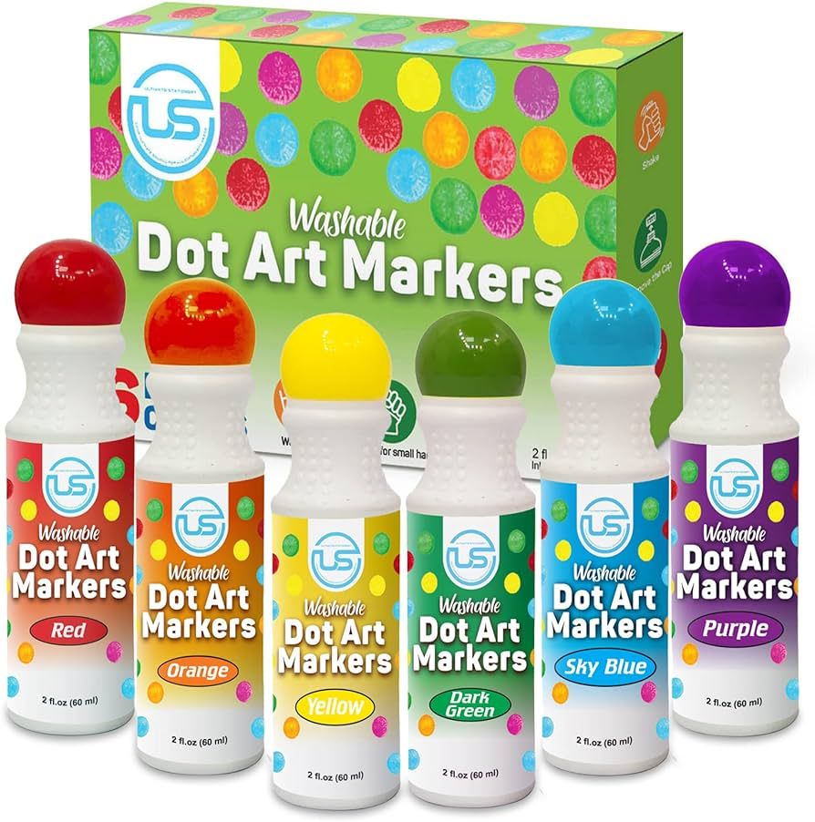 Ultimate Stationery Dot Markers | Bingo Daubers | Washable 6 Colors Dot Markers for Toddlers and ... | Amazon (US)