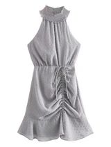 'Lena' Halter Neck Drawstring Chiffon Mini Dress | Goodnight Macaroon
