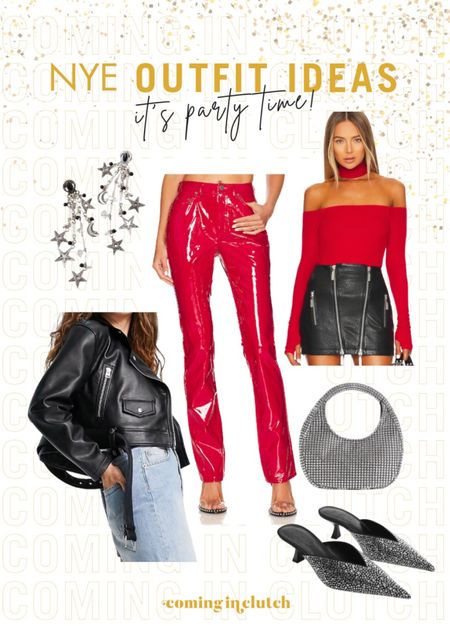 NYE Party Outfit Idea ✨🪩💃🏼

Sequin, party outfit, going out outfit, Nye, new years, New Year’s Eve, metallic, statement earrings, party shoes, red outfit, red top, red pants, patent pants, leather jacket sequin bag, biker jacket

#LTKitbag #LTKHoliday #LTKstyletip