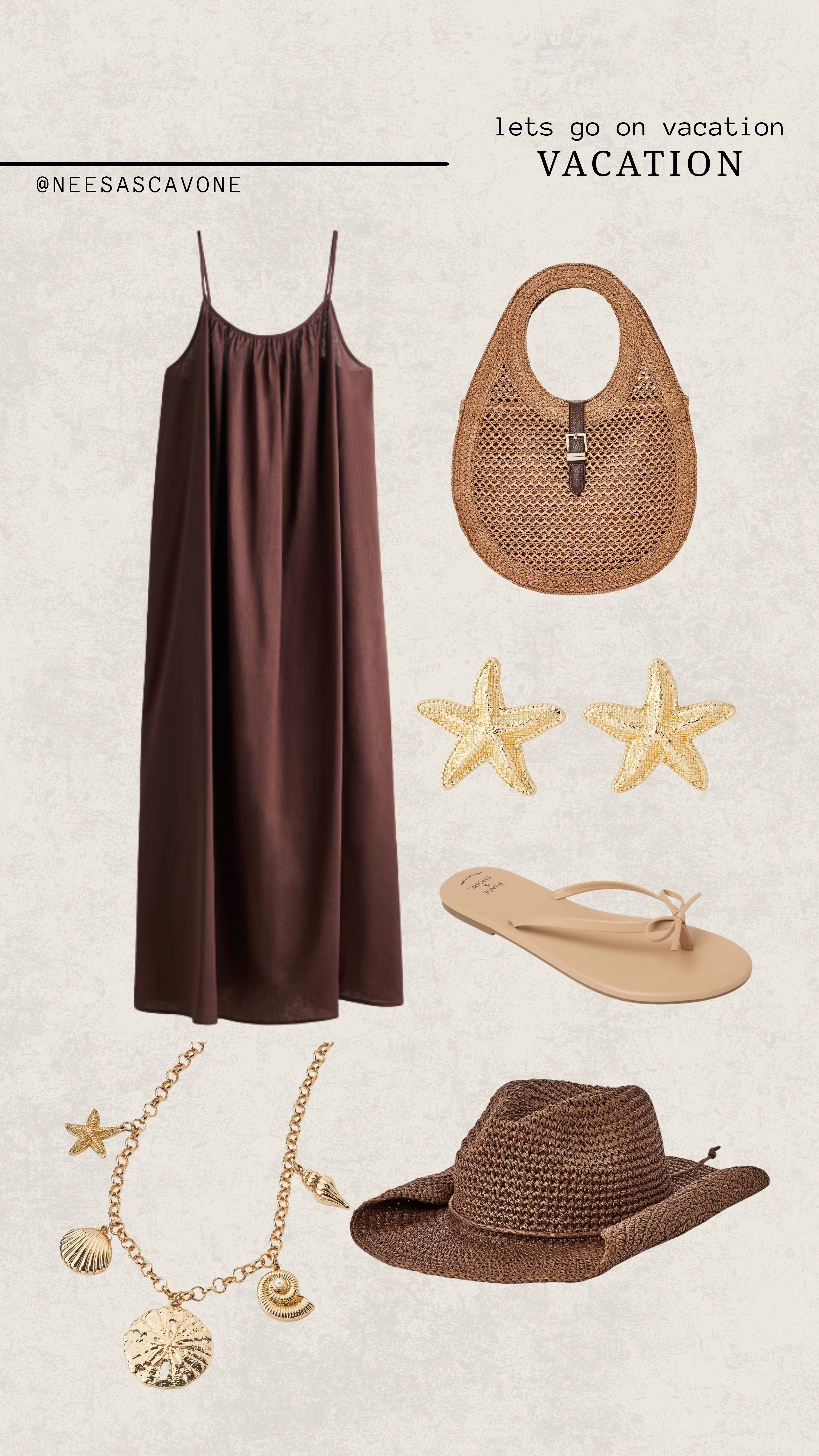 Chocolate brown vacation outfits are having a MOMENT 🤎✨
This effortless resort look is giving coastal chic meets luxury neutral vibes and I’m officially obsessed. The satin brown maxi dress paired with woven accessories, shell jewelry, and neutral sandals is the perfect vacation outfit for beach dinners, tropical vacations, cruise outfits, or summer resort wear. Saving this as my go-to classy vacation aesthetic 🌴☀️🐚

#vacationoutfit #resortwear #beachvacationoutfit #neutralstyle #brownoutfit #summerstyle #coastalgrandmother #luxurylookforless #vacationstyle #beachyoutfit #ltkstyle #ltkfashion #capsulewardrobe #effortlessstyle #minimalstyle #vacationfashion #resortfashion #summeroutfits #classyoutfit #islandstyle #traveloutfit #beachdinneroutfit #neutralfashion #wovenbag #vacationvibes #outfitinspo #coastalstyle #elevatedbasics #fashioninspo #summervacationoutfit 

 #LTKgrwm #LTKSaleAlert #LTKTravel