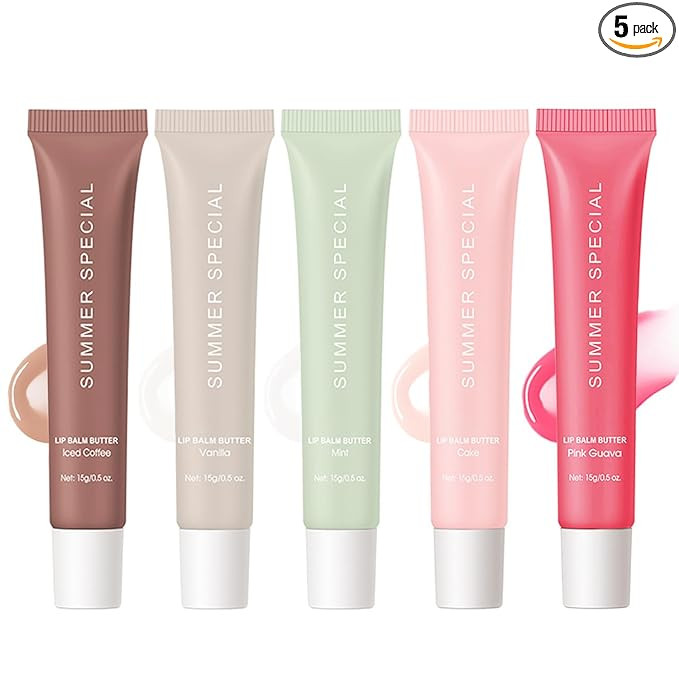 5PCS Summer Special Lip Balm Butter Set - Natural Shea Butter & Avocado Oil, Hydrating Non-Sticky... | Amazon (US)