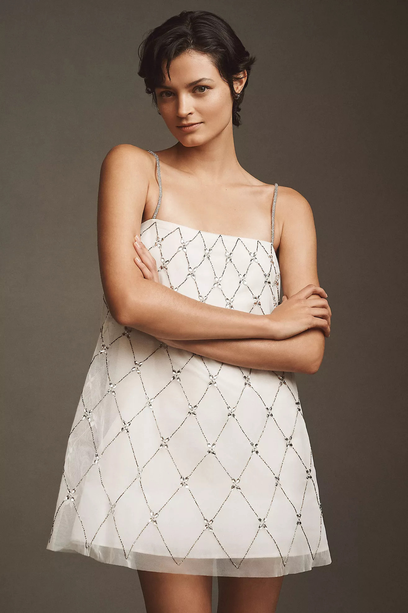 BHLDN Rhinestone Sleeveless Shift Mini Dress | Anthropologie (US)