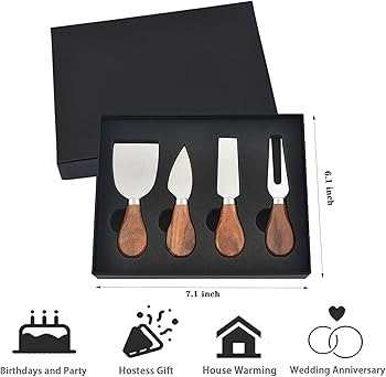 4Pcs Cheese Knife Set - Stainless Steel Cheese Knives with Acacia Wood Handle - Charcuterie Knife... | Amazon (US)