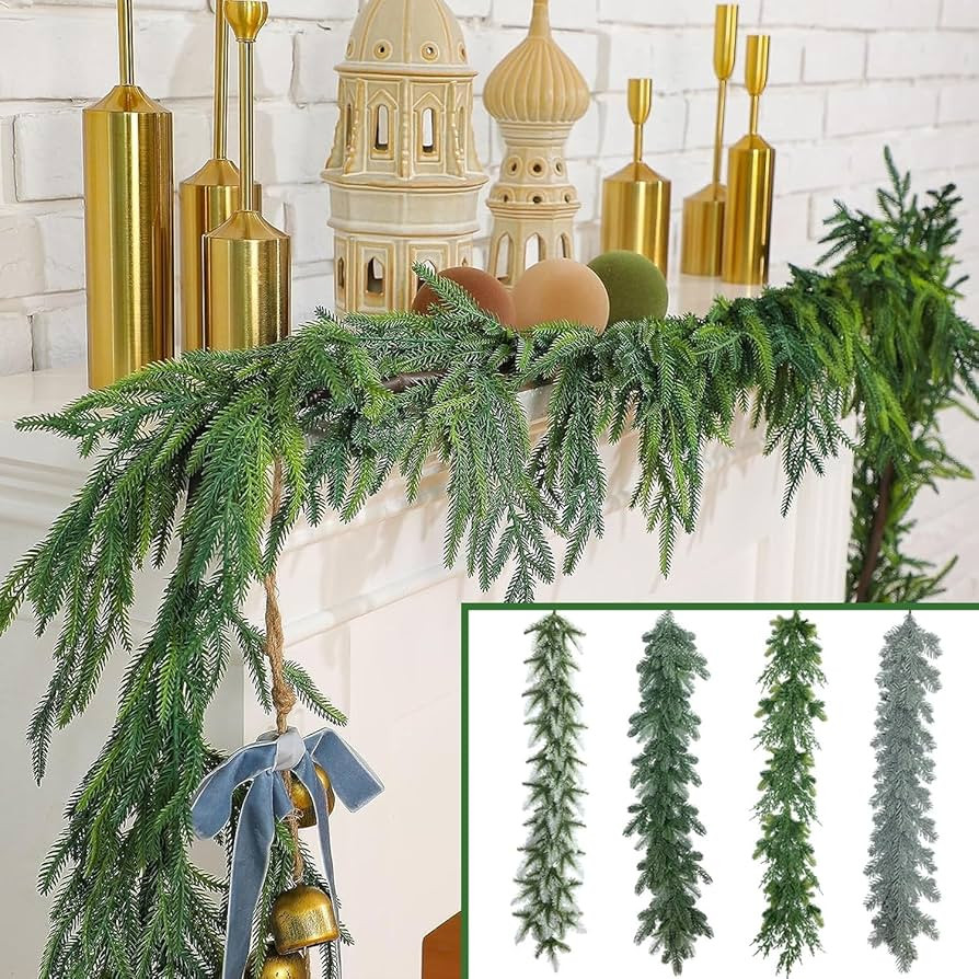 6ft Christmas Garland Decoration,Christmas Norfolk Pine Garland,Artificial Pine Greenery Garland ... | Amazon (US)