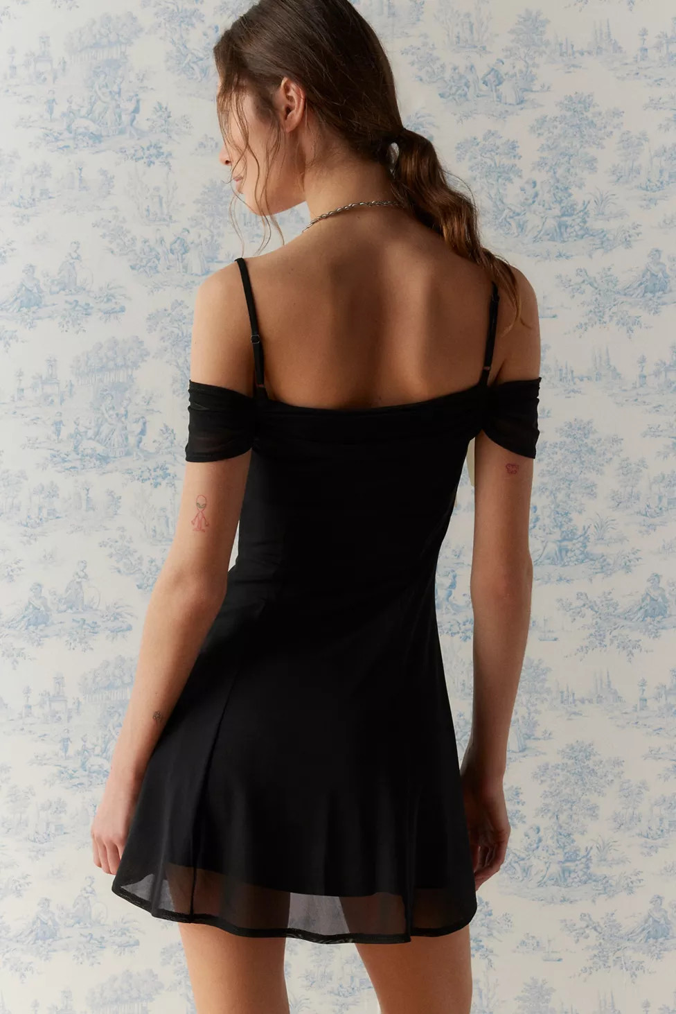 Kimchi Blue Allison Mesh Cold-Shoulder Mini Dress | Urban Outfitters (US and RoW)