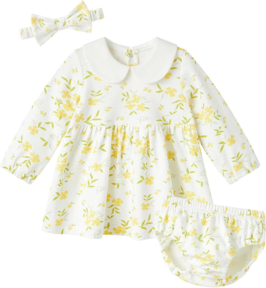 pureborn Baby Toddler Girl Dress with Bloomer Short and Long Sleeve Playwear Dress with Diaper Co... | Amazon (US)
