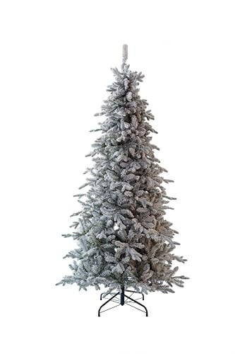 KING OF CHRISTMAS 8' Queen Flock Slim Artificial Christmas Tree Unlit | Amazon (US)