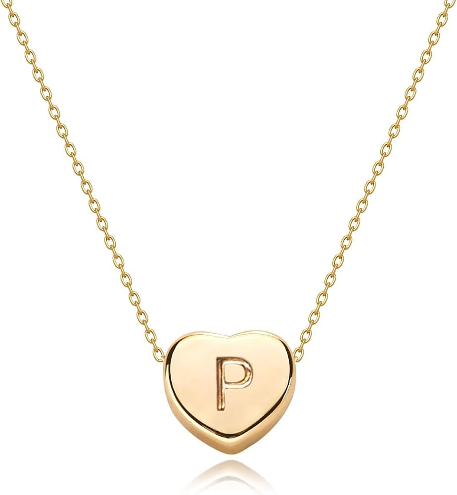 Tiny Gold Initial Heart Necklace-14K Gold Plated Handmade Dainty Letter Heart Necklace Gift for W... | Amazon (US)