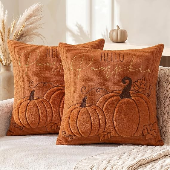 AVOIN colorlife Caramel Fall Pumpkin Throw Pillow Covers 18x18 Inch 2PC | Amazon (US)