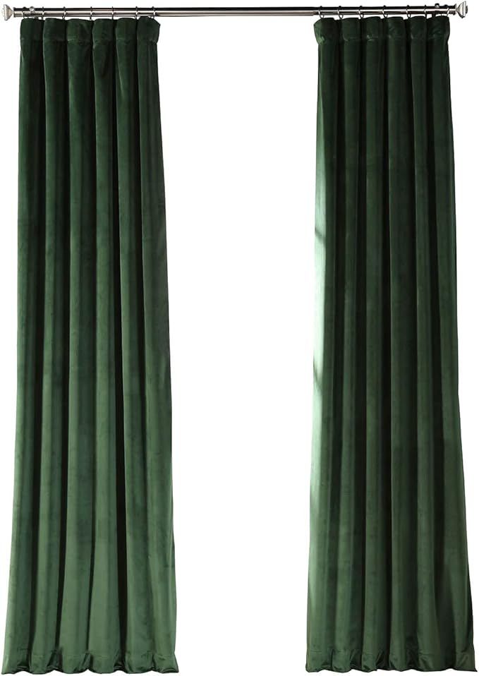 HPD Half Price Drapes VPYC Heritage Plush Velvet Curtain (1 Panel), 50 X 108, Eden Green | Amazon (US)