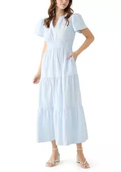 Crown & Ivy™ Women's Short Sleeve Waisted Midi Dress | Belk