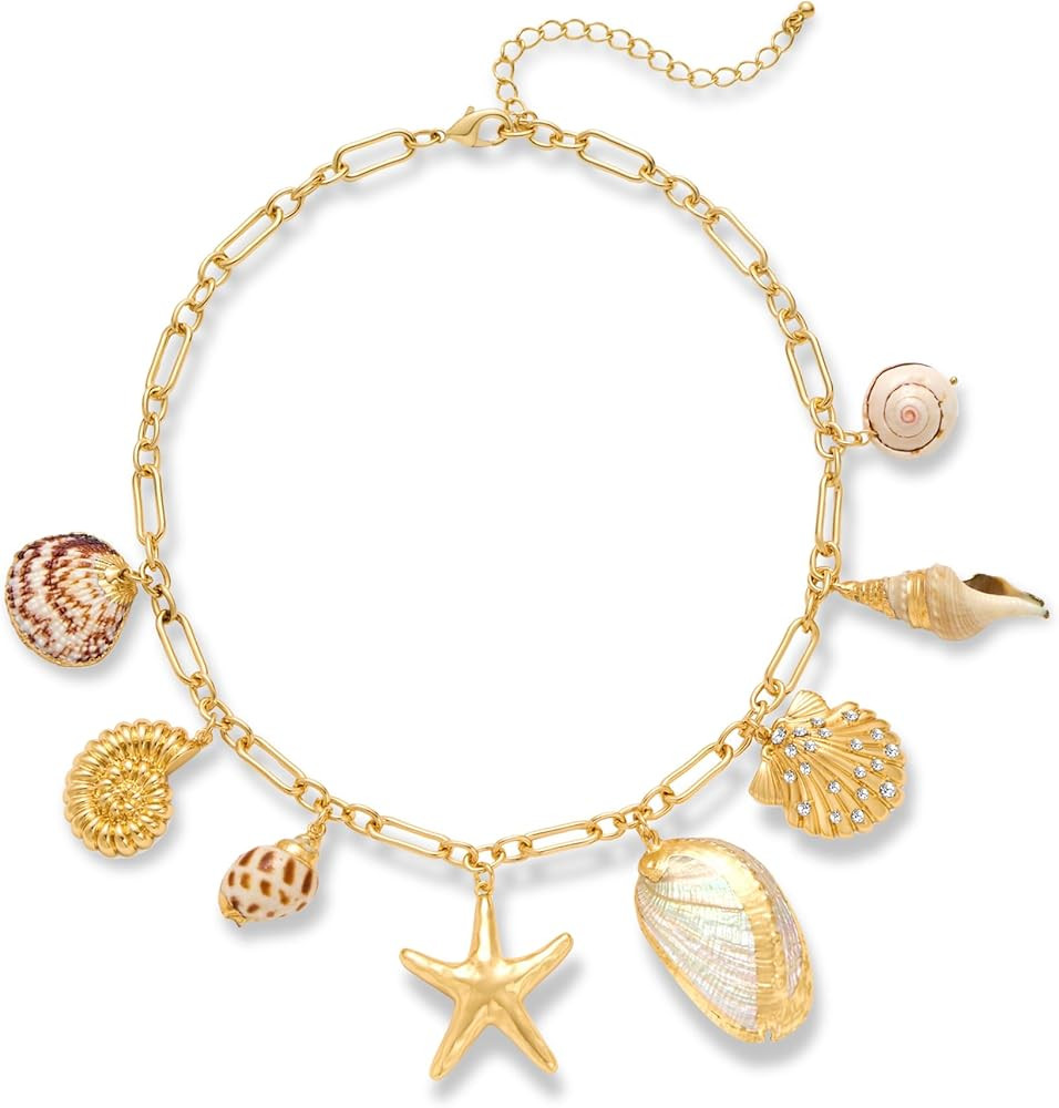 Beach Necklaces For Women Gold Shell Starfish Conch Necklace Summer Jewelry | Amazon (US)