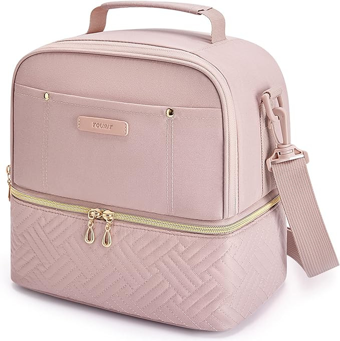 TOURIT Lunch Bag Women Double Deck Lunch Box Insulated Lunch Cooler for Women Men Work, Pink | Amazon (US)