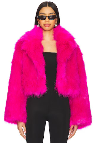 Adrienne Landau Teddy Bomber Jacket in Pink Peacock from Revolve.com | Revolve Clothing (Global)
