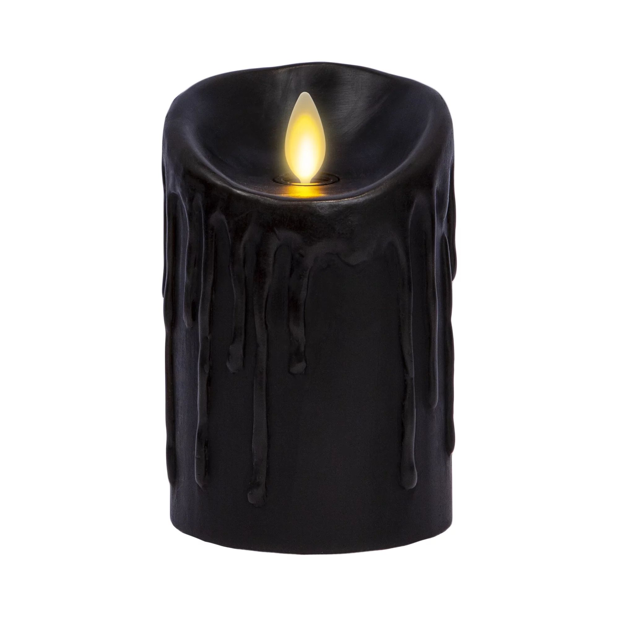 Luminara - Black Wax Drip Flameless Candle Pillar - Scallop Top Unscented - 3" x 4.5" - Walmart.c... | Walmart (US)