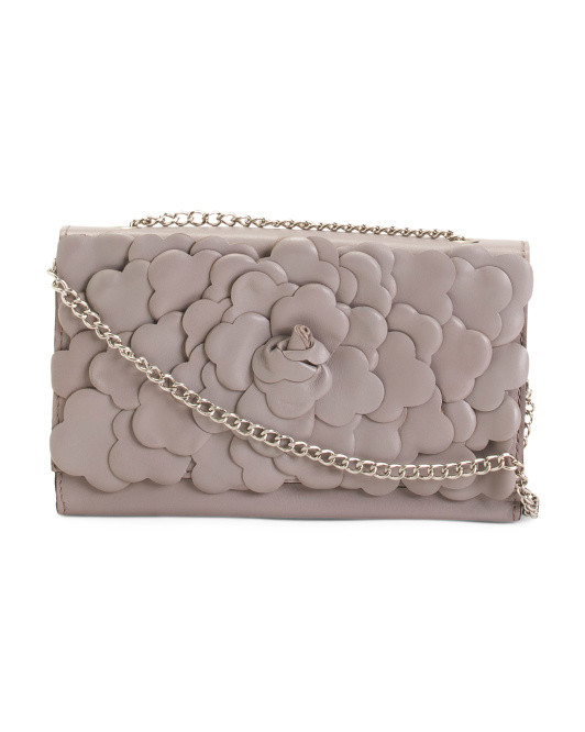 Leather Galina 3d Petals Chain Strap Crossbody | TJ Maxx