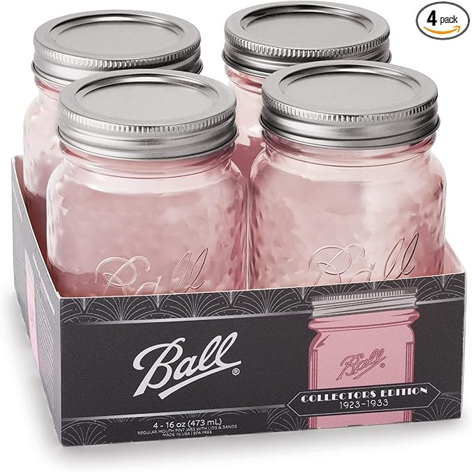 Ball Jar Rose Vintage Regular Mouth Quart Canning Jars, 4-Pack, 4 Pack | Amazon (US)
