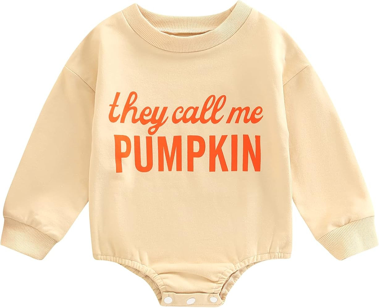 Amazon.com: Eadrioss Infant Baby Boys Girls Halloween Outfit - Oversized Pumpkin Letter Print Rom... | Amazon (US)