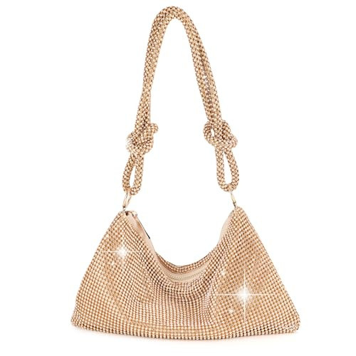 QLBO Women Gold Clutch, Rhinestone Purse Wedding,Evening Gold Clutch Purses For Women 10.2"×0.4"×6.69" | Amazon (US)