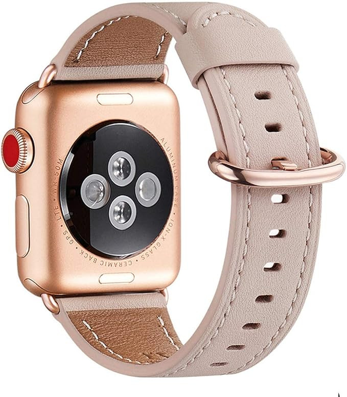 WFEAGL Compatible iWatch Band 41mm 40mm 38mm, Top Grain Leather Band with Gold Adapter(Same as Serie | Amazon (US)