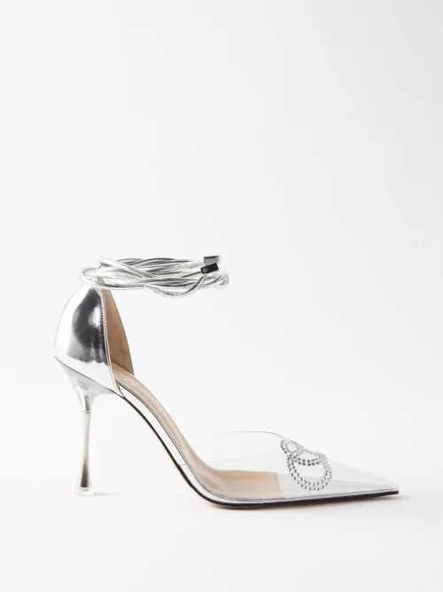 Mach & Mach - Crystal-embellished 100 Pvc & Leather Pumps - Womens - Silver | Matches (UK)