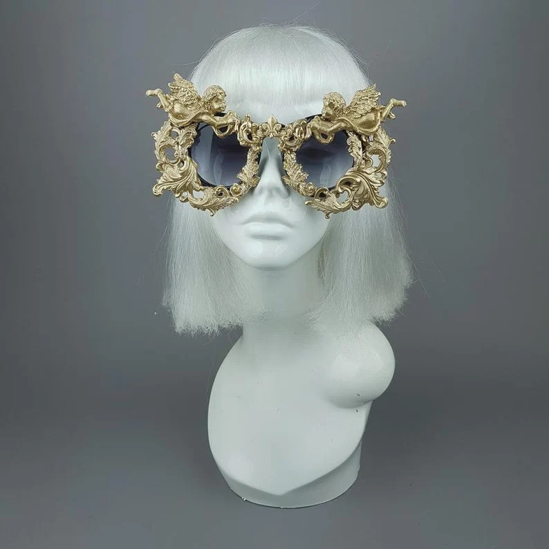 Gold Filigree Ornate Cherub Angel Sunglasses, OTT, Baroque, Rococo, Gothic Lolita, Goth Bride, Dr... | Etsy (US)