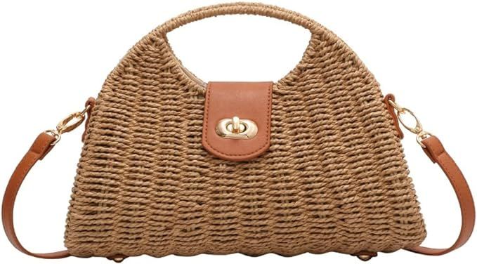 Women Straw Crossbody Bag Handwoven Rattan Tote Bags Straw Top Handle Shoulder Handbag Summer Bea... | Amazon (US)