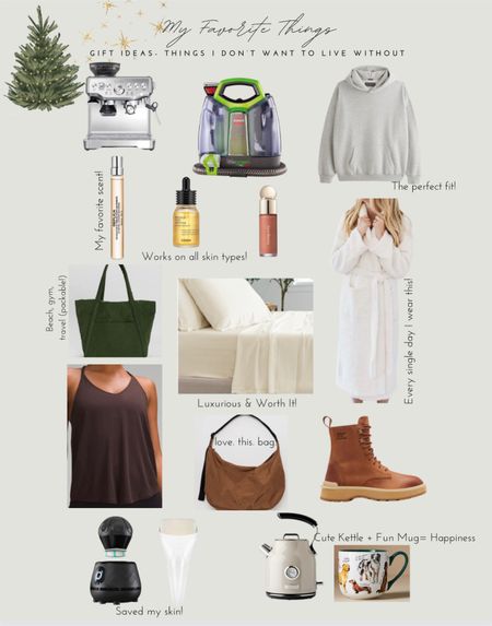 All of my favorite things that would make amazing Christmas gifts! Soft robe. The best oversized hoodie. Shampooer. Espresso machine that I use daily. My favorite face serum. Liquid blush. Favorite perfume. Sorel boots. Travel bags. Some favorite skincare- face brush. Workout tank. The softest bedsheets. 


#LTKbeauty #LTKhome #LTKGiftGuide