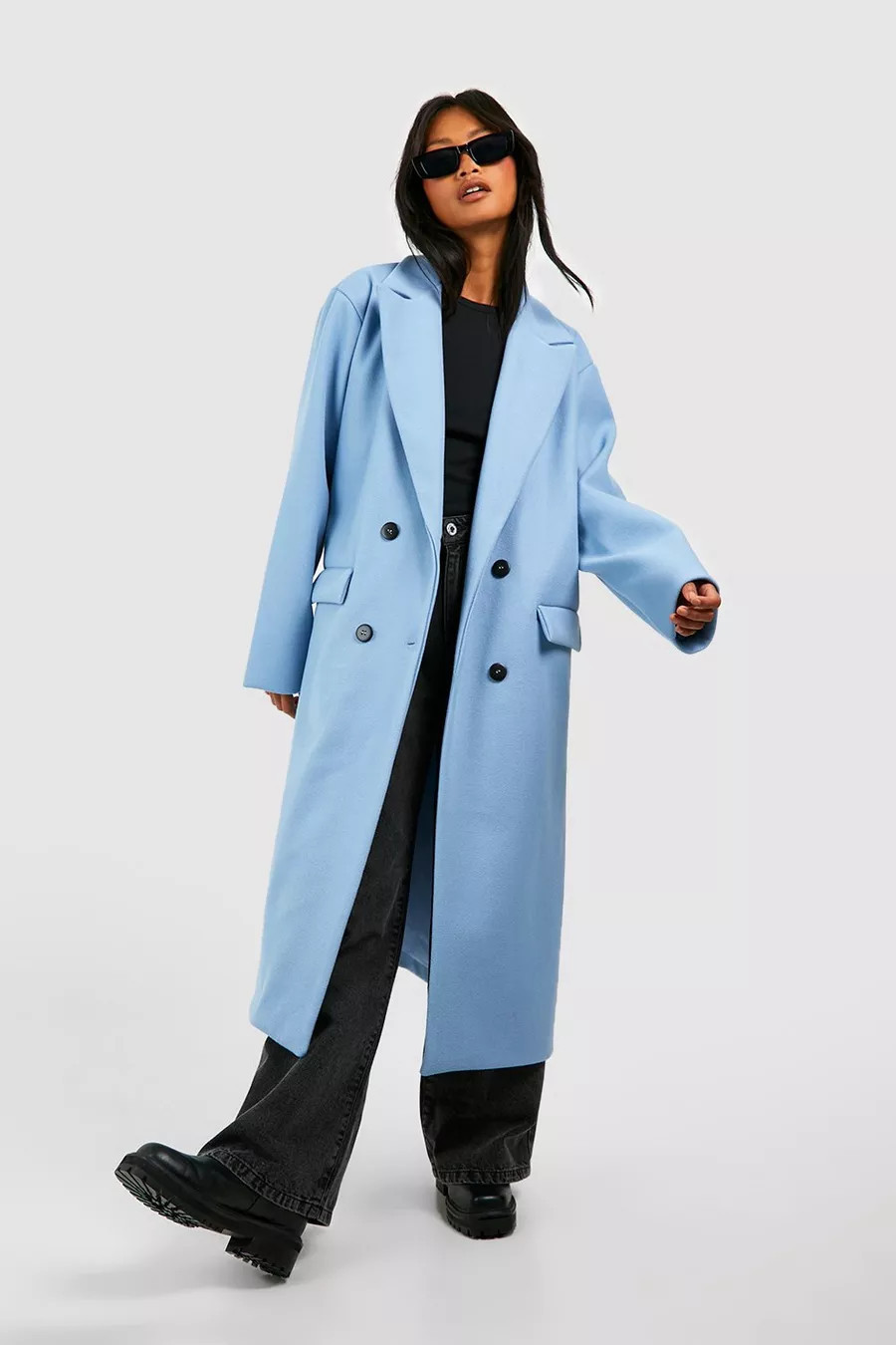 Shoulder Pad Wool Look Coat | boohoo (US & Canada)