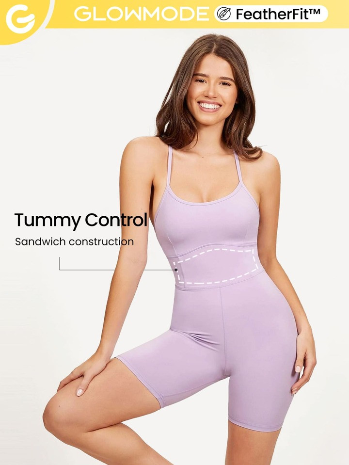GLOWMODE 8" FeatherFit™ Sports Romper | SHEIN