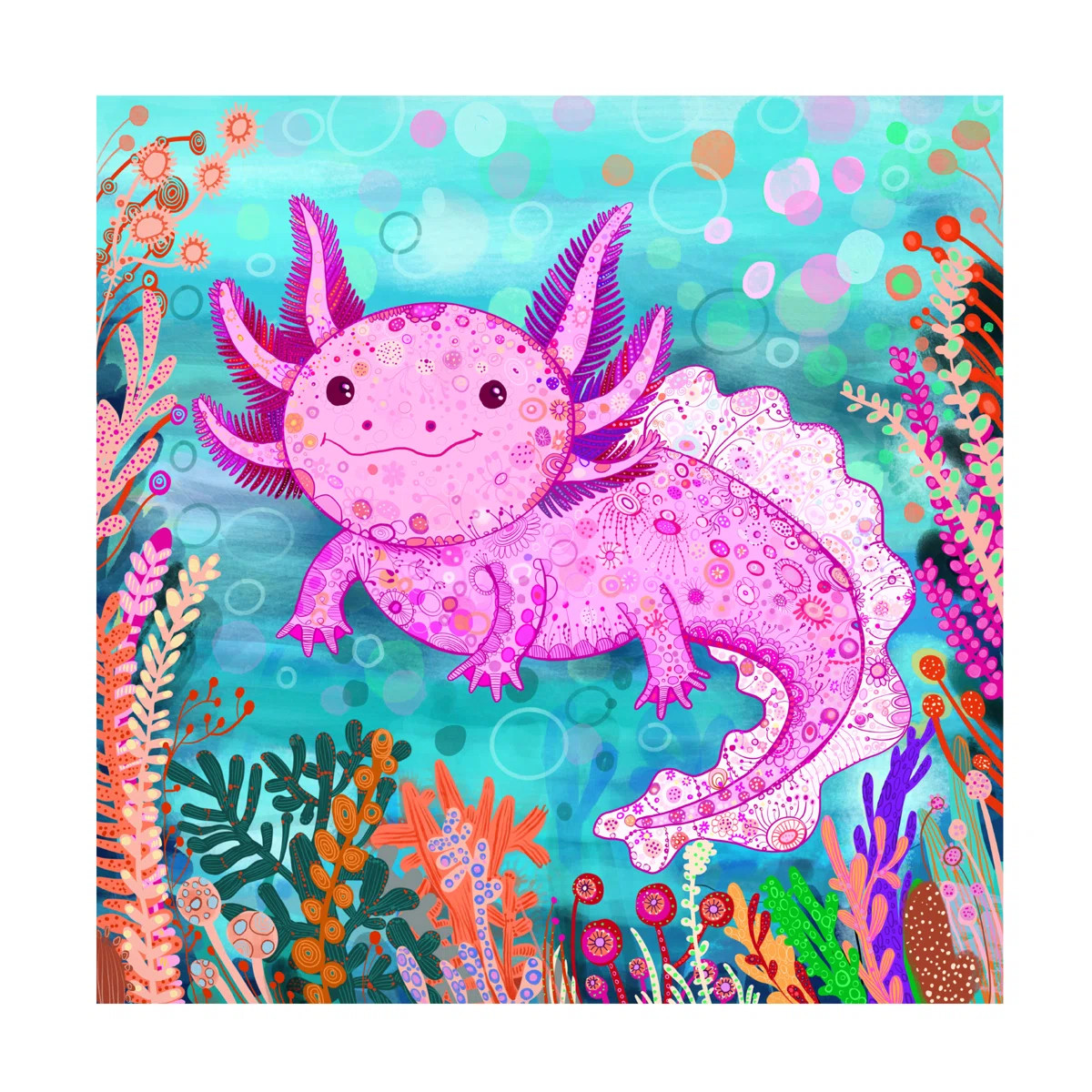 Wrapped Canvas Wall Art - Noemi Ibarz 'Axolote' Wall Art for Living Room, Bedroom, or Office Déc... | Wayfair North America