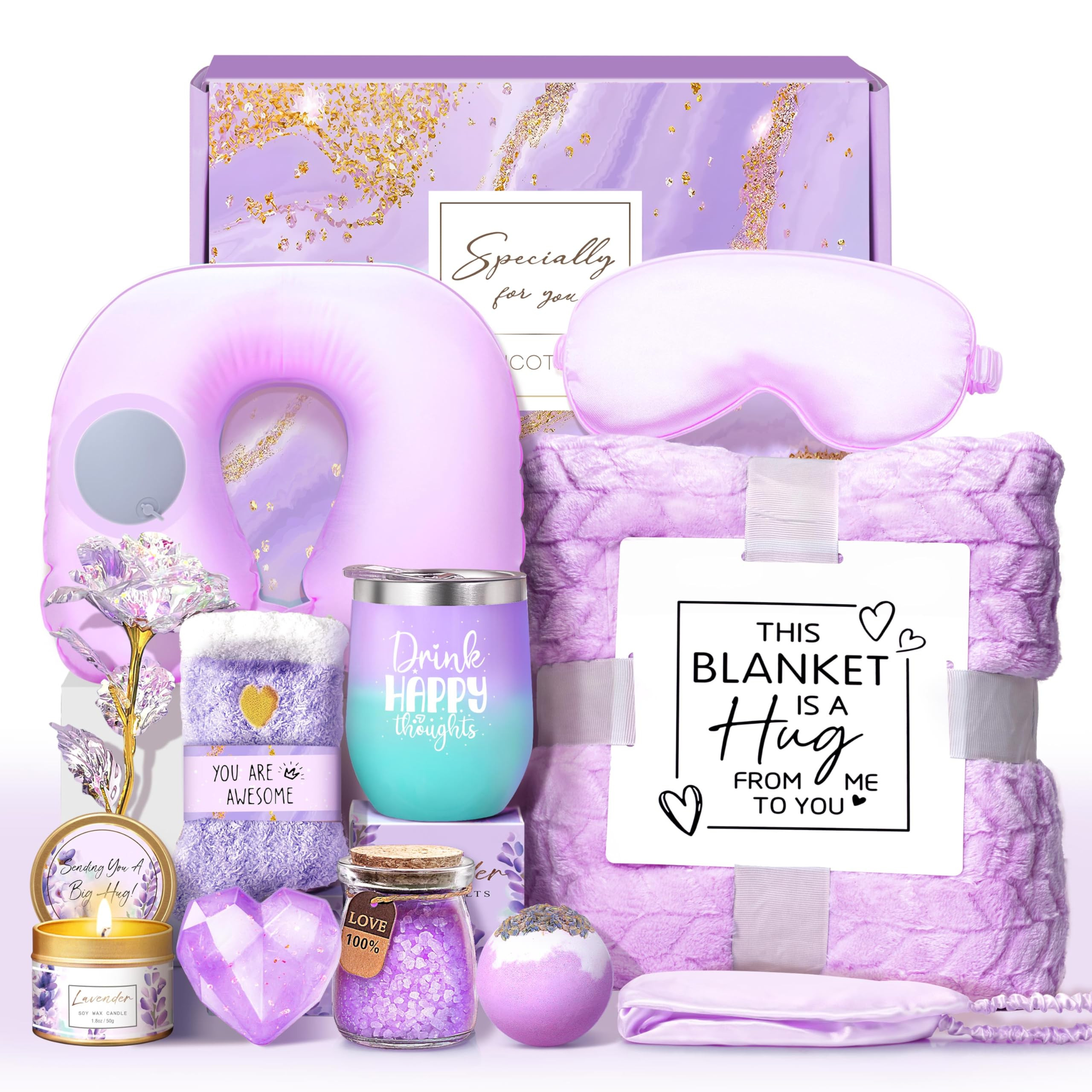 LUCOTIYA Birthday Gifts for Women, Self Care Get Well Soon Gifts, Lavender Relaxing Spa Gift Bask... | Amazon (US)