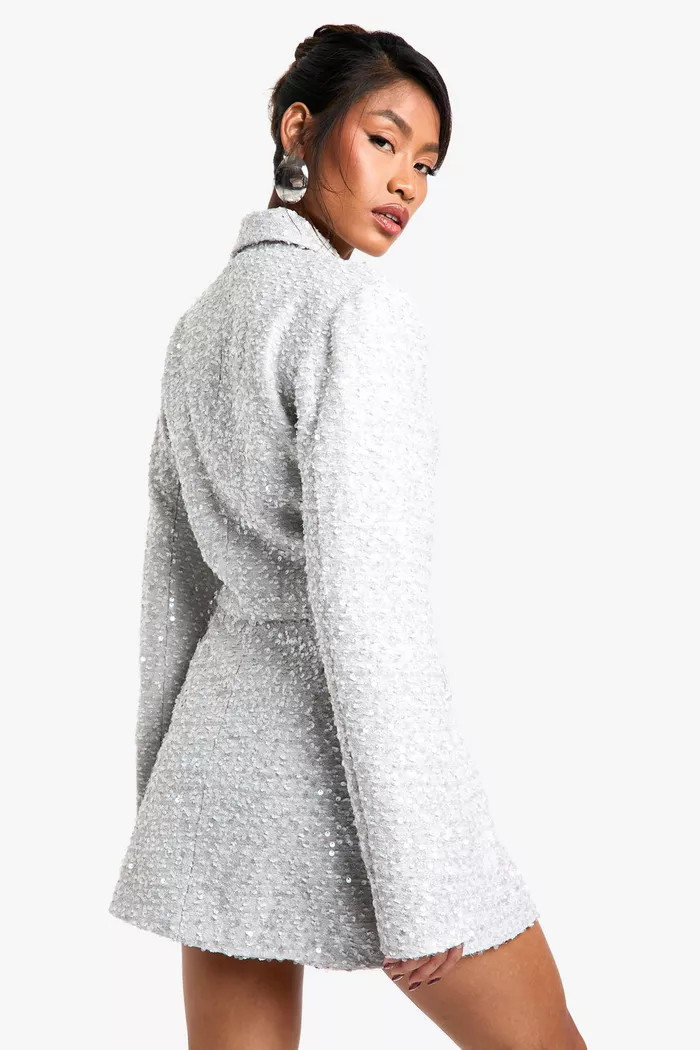 Sequin Boucle Cinched Blazer Dress | boohoo (US & Canada)