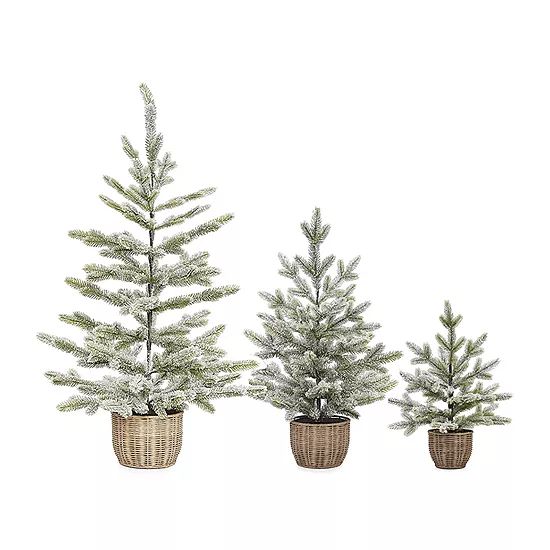 North Pole Trading Co. Flocked Rattan Potted Christmas Tabletop Tree Collection | JCPenney