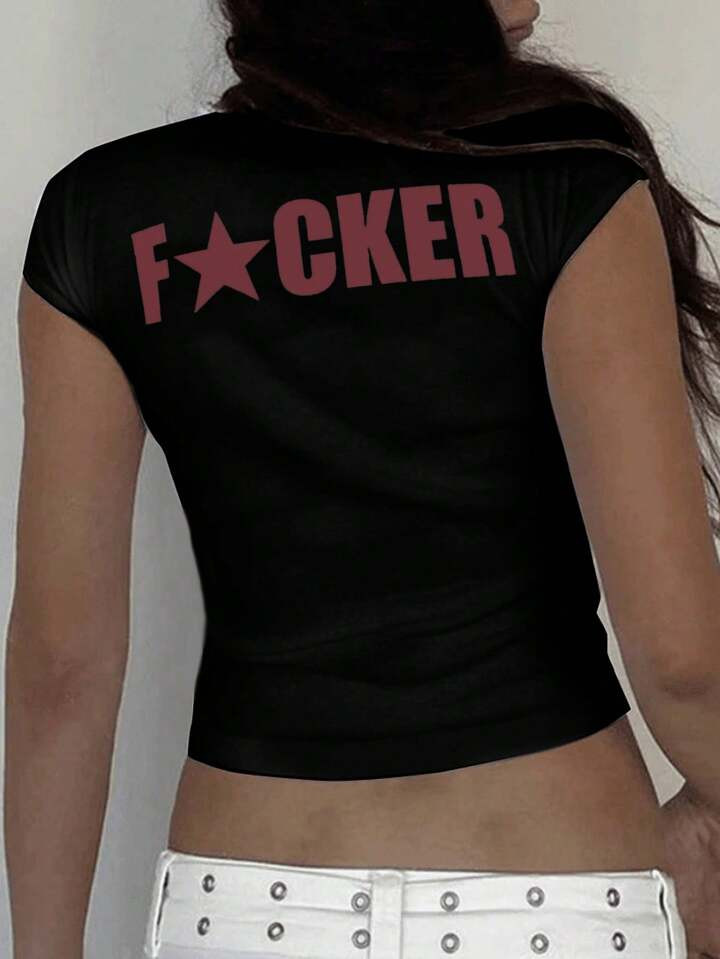 SHEIN Essnce Women's Letter Printed T-Shirt | SHEIN